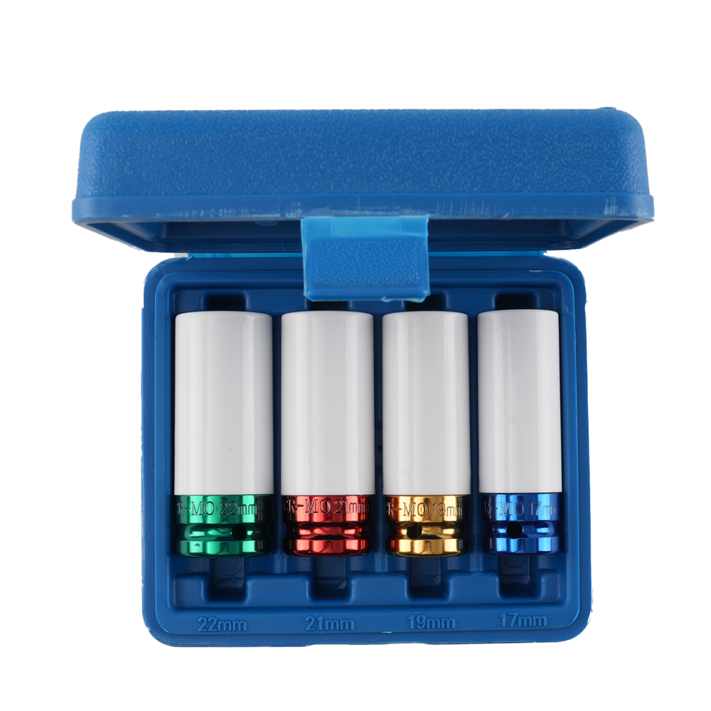 1/2 4PC Deep Impact Alloy Wheel Nut Socket 6 Point 17mm-22mm CR-V 78mm