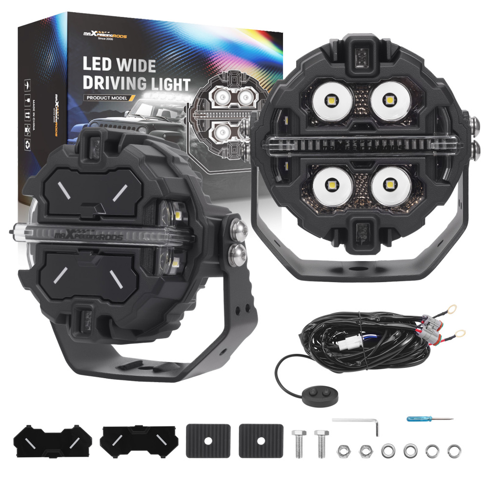 3.5 Inch LED Driving Lamp Offroad Light Side Shooter Amber DRLRGB Spotlight