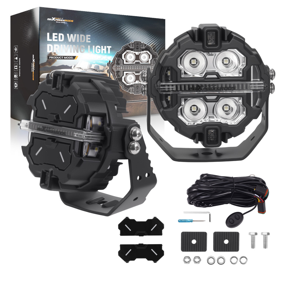 LED Work Lights 19200LM Side Shooter For SUV Truck Marine 4WD compatible for White+Amber DRL