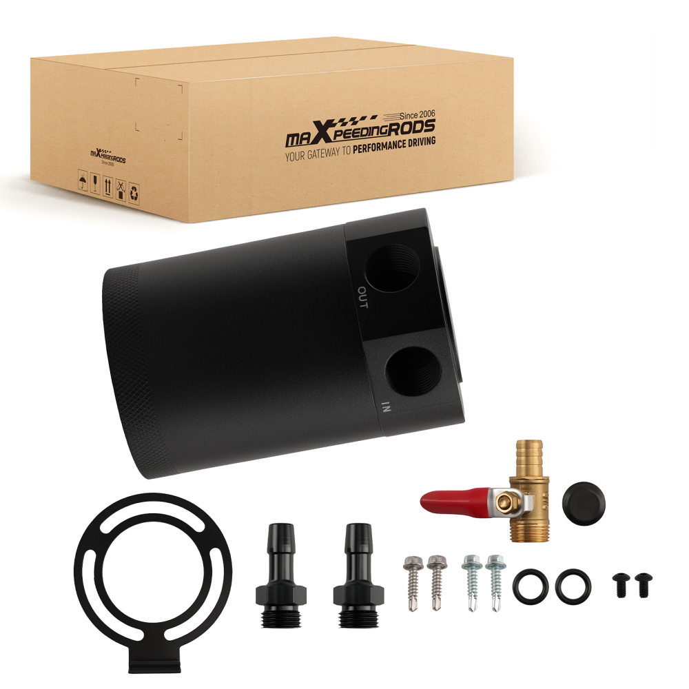 Universal Racing Baffled 2-port Oil Catch Can Air-oil Separator w Drain Breather