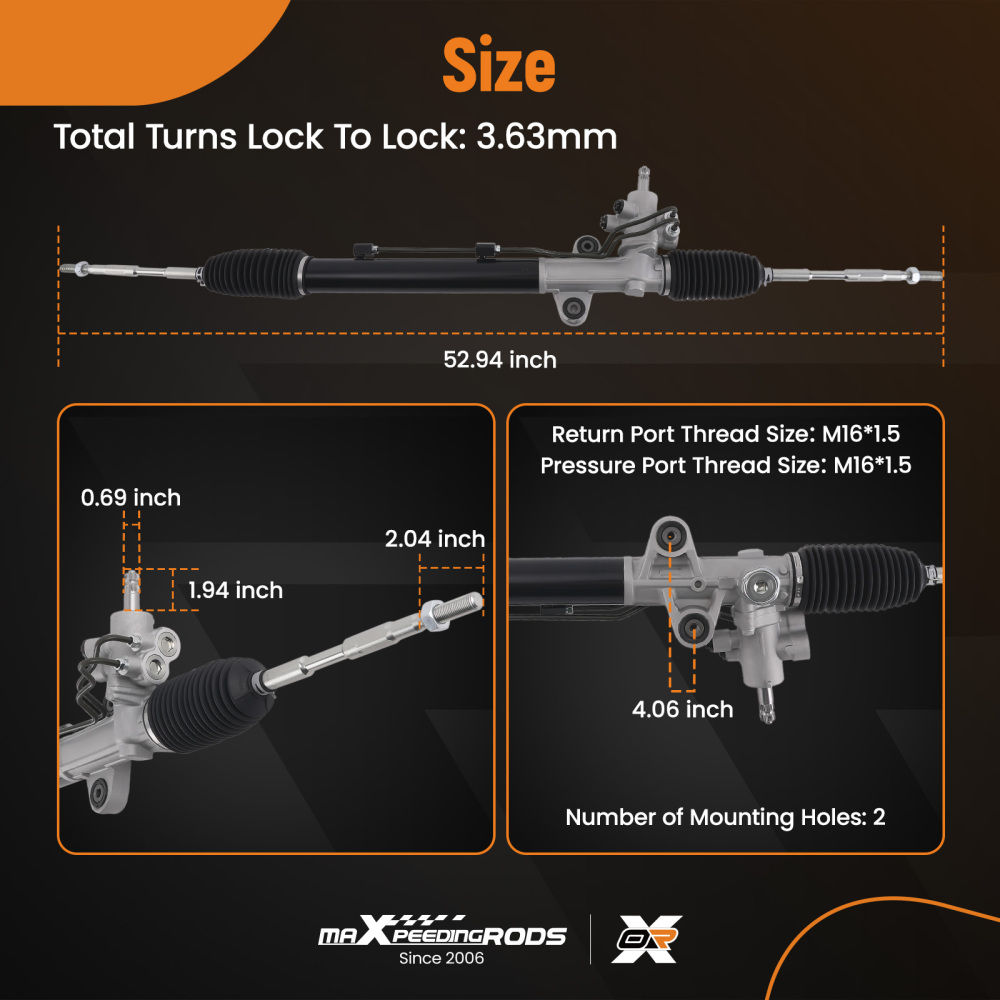 Complete Steering Rack and PinionAssembly compatible for Honda Ridgeline 2006-11 26-2726