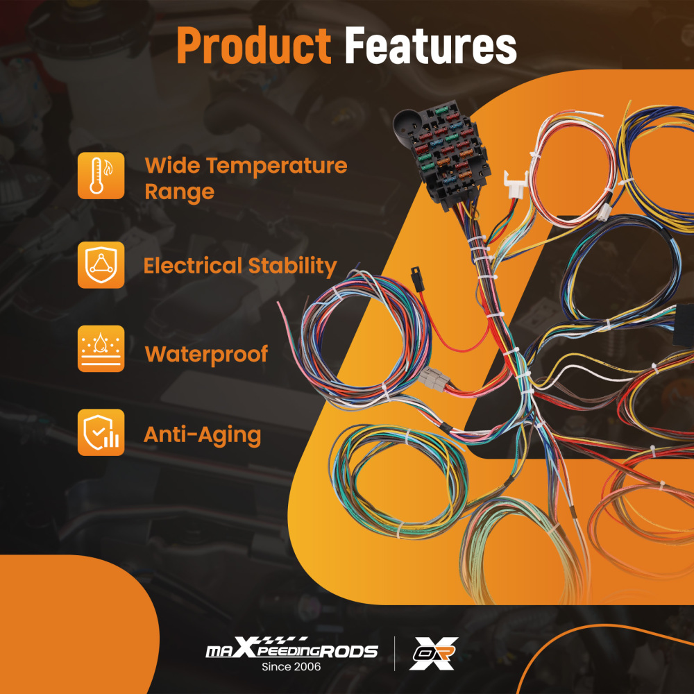 Wire Harness Universal 22 Circuit Wiring For 1960-1986 compatible for Chevy GMC Pickup Truck