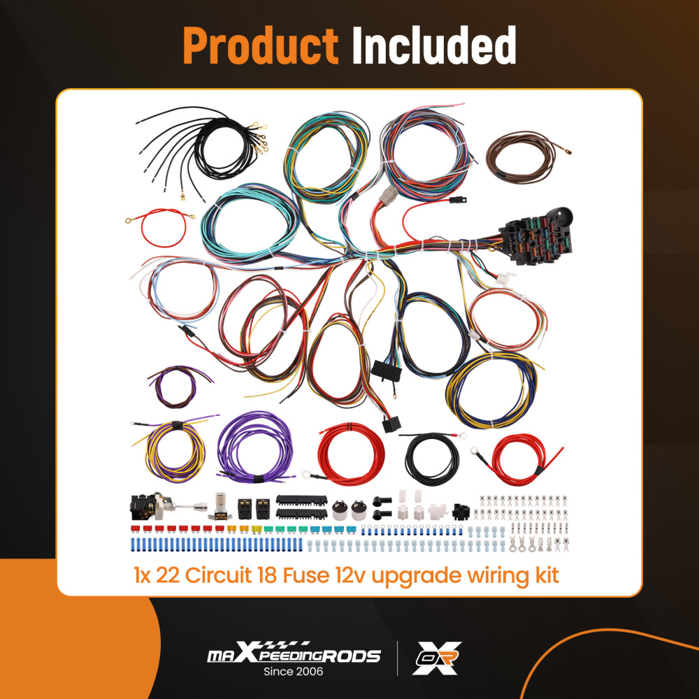 Wire Harness Universal 22 Circuit Wiring For 1960-1986 compatible for Chevy GMC Pickup Truck