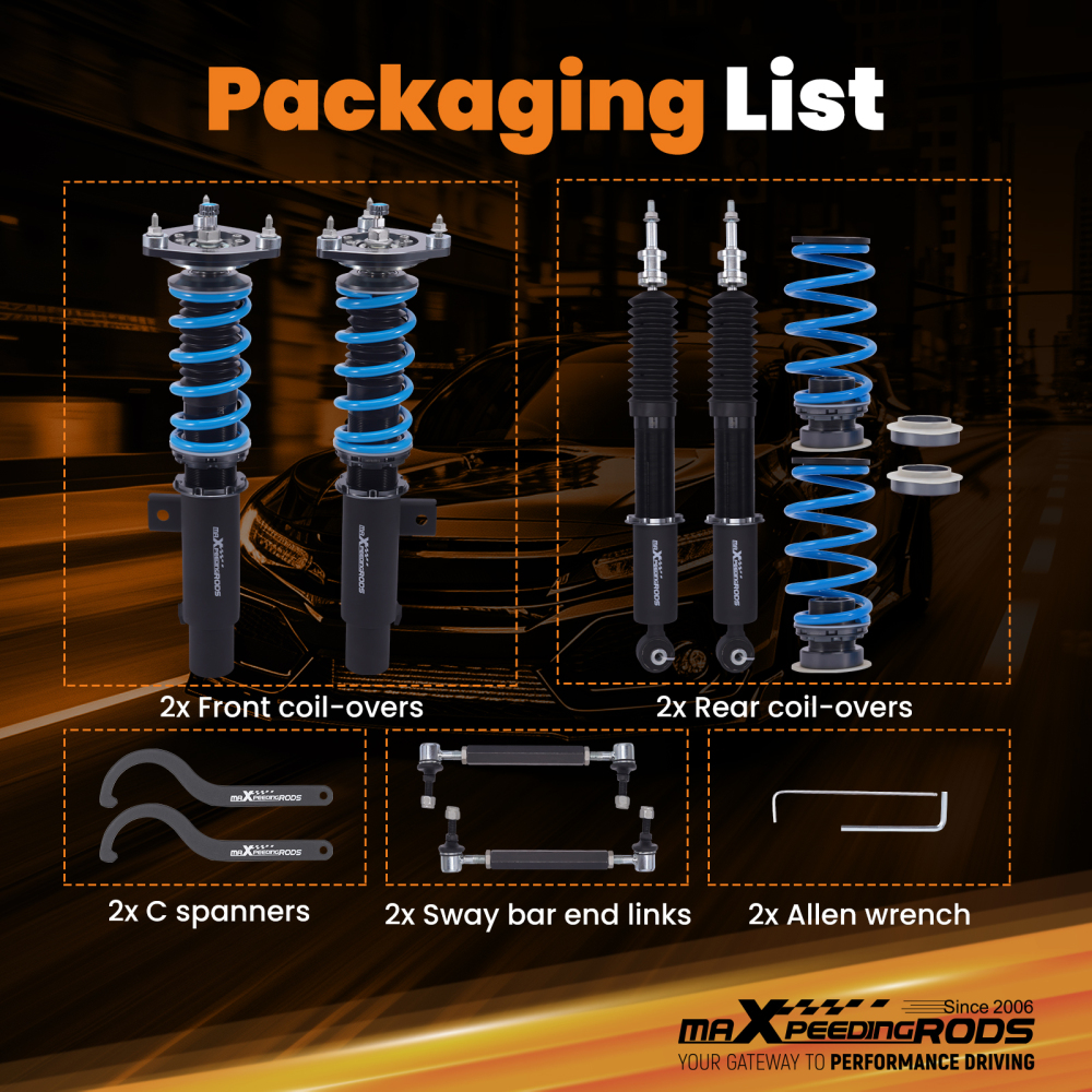 24 Level Adjustable Coilovers Lowering Suspension compatible for VW Jetta MK5 MK6 2005-2019