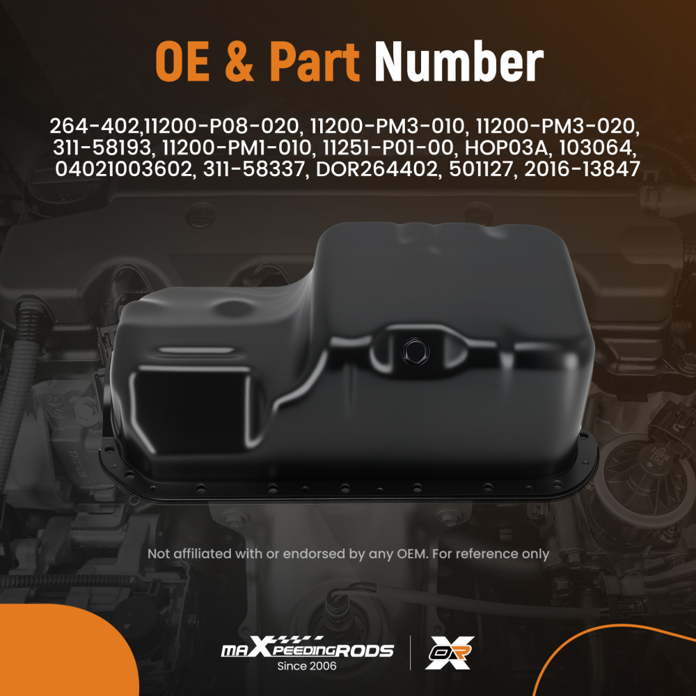 Steel ENGINE OIL SUMP PAN compatible for Honda Civic l4 1.5L 1.6L 1988-1995 11200-P08-020