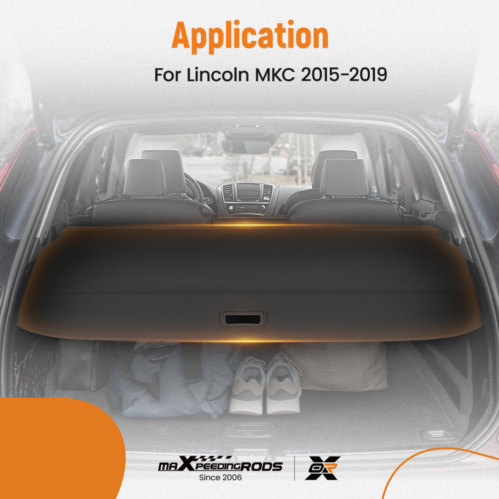 Parcel Shelf Boot Load Cover Cargo Cover Shield compatible for Lincoln MKC 2015-2019 Black