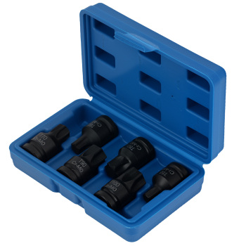 1/2 Drive Impact Star Bit Socket Set T55-T100 Chrome Molybdenum 6PC 40mm Length