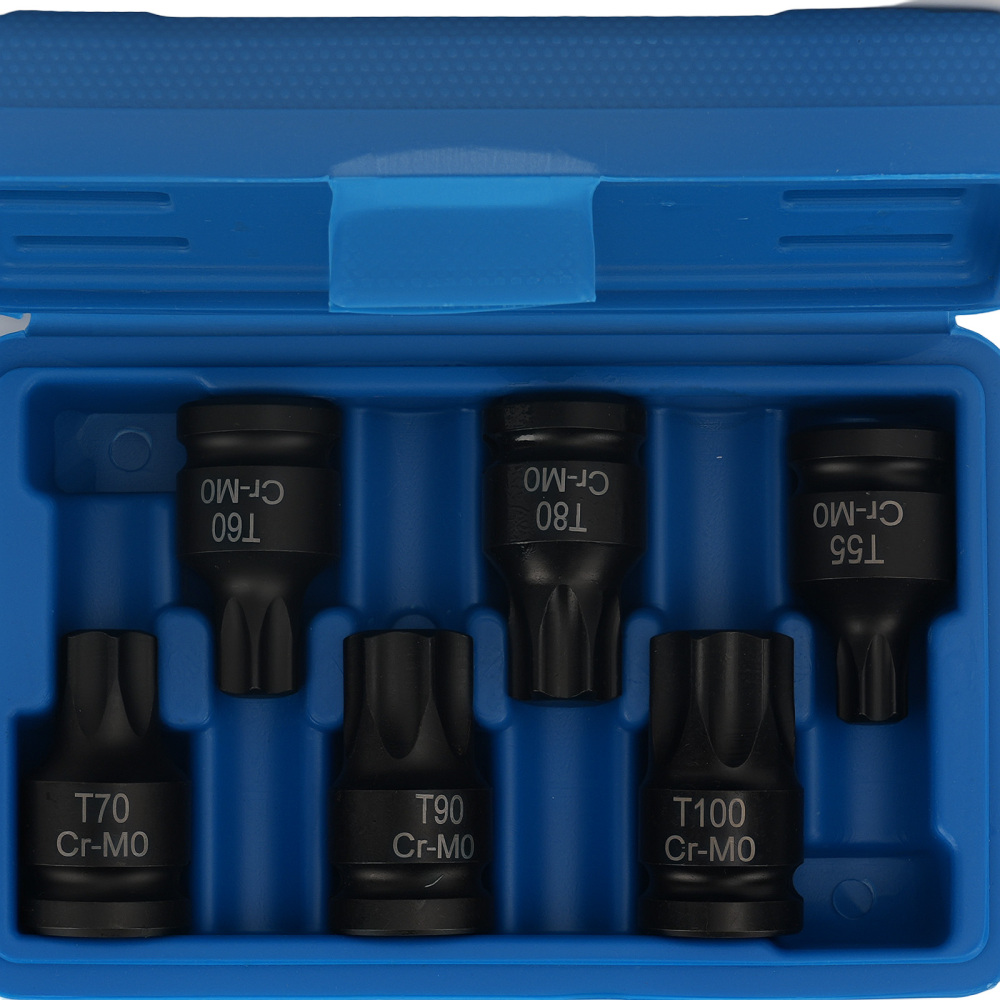 1/2 Drive Impact Star Bit Socket Set T55-T100 Chrome Molybdenum 6PC 40mm Length