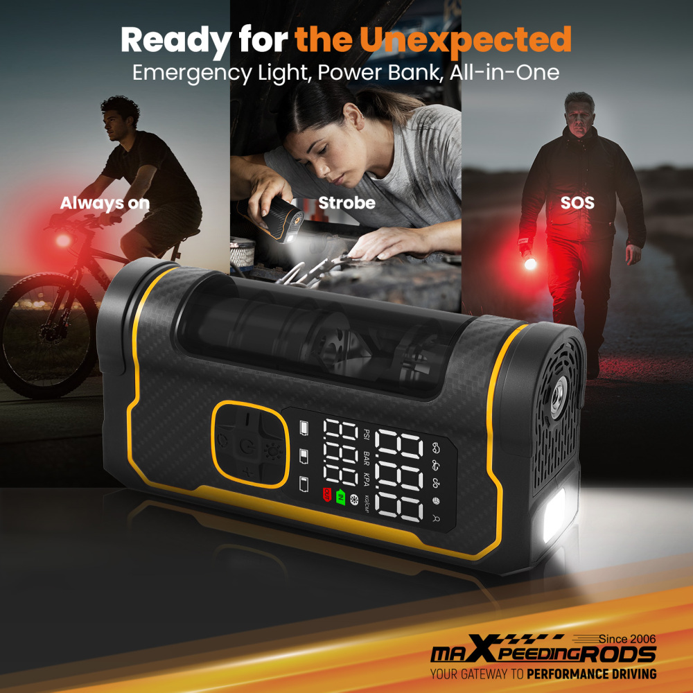maXpeedingrods Tire Inflator Portable Air Compressor 150PSI Cordless Car Tire Air Pump with Digital Dual Displays, LED Light, Auto Shut-Off, Memory Function, Air Pump for Car, Bike, Motorcycle, Ball