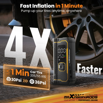 maXpeedingrods Tire Inflator Portable Air Compressor 150PSI Cordless Car Tire Air Pump with Digital Dual Displays, LED Light, Auto Shut-Off, Memory Function, Air Pump for Car, Bike, Motorcycle, Ball