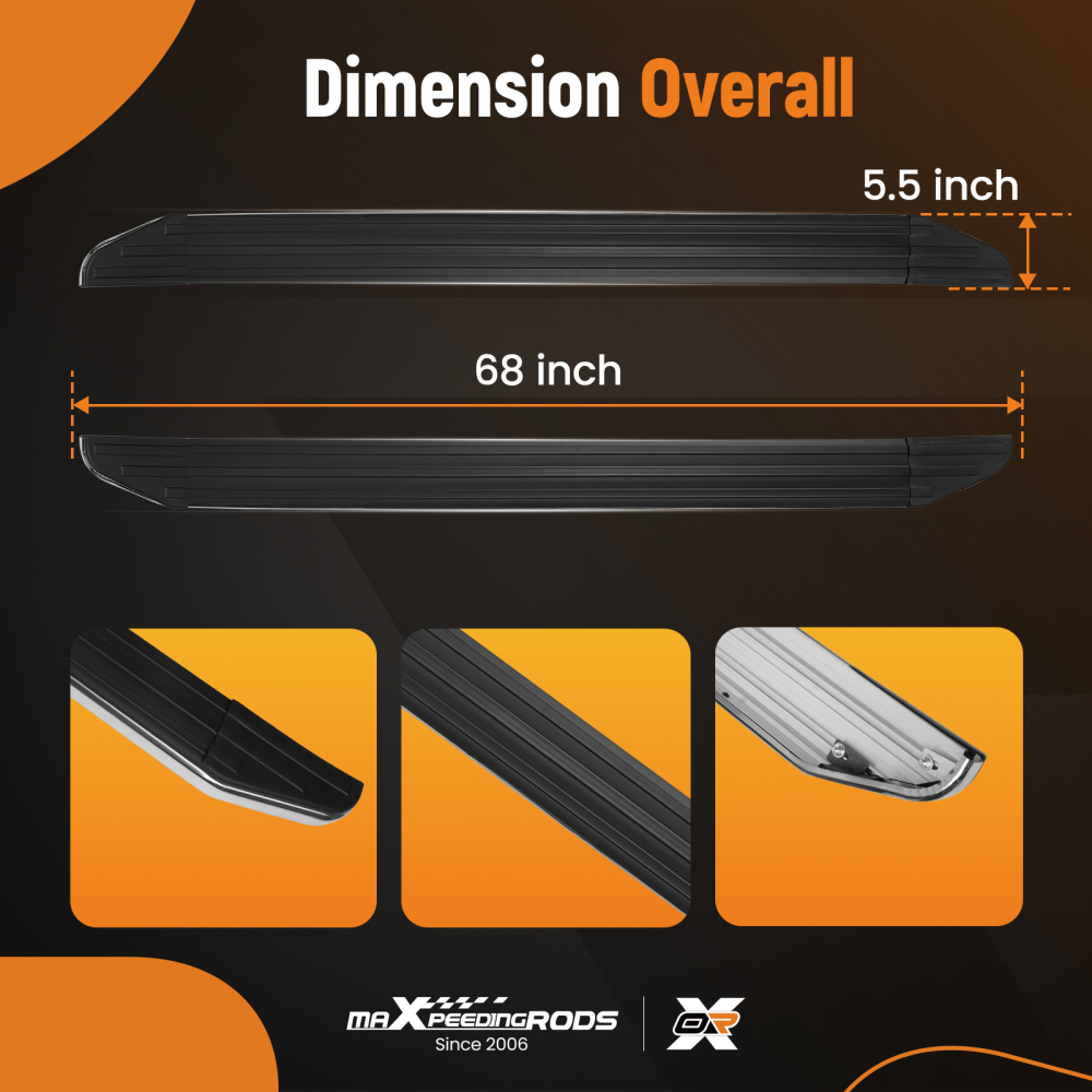 Nerf Bars Side Step Running Board compatible for Honda Pilot 2016-2022 68 Black Pair