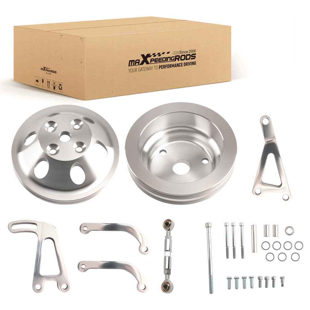 CrankWater Pump Pulley Combo compatible for Chevy Small Block 283-350 1963-87 Saginaw