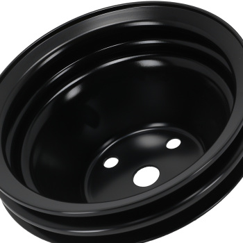 Double Groove Black Steel Long Water Pump Crankshaft Pulley compatible for CHEVROLET SMALL
