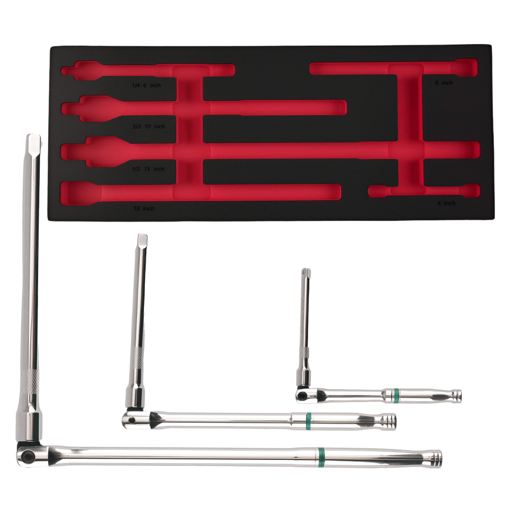 180° Rotating Head Breaker Bar Set 1/4 3/8 1/2 Drive Extension Power Tools 6PC