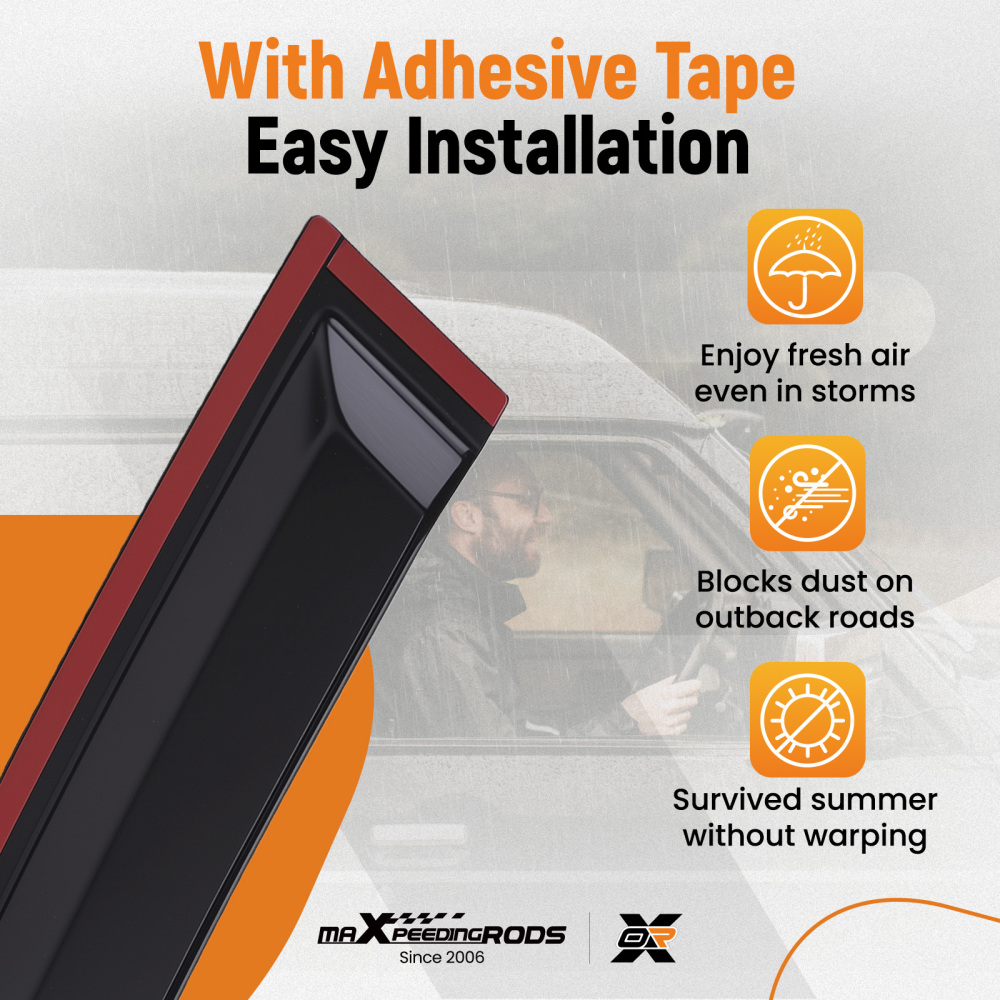 Door Rain Deflector Set compatible for Ford Focus MK4 2018-2021 Black Outside Mount 4PC