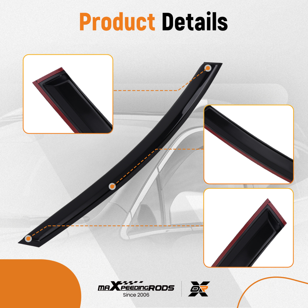 Door Rain Shield Guards compatible for Ford Mondeo 2015-2022 Outside Mount Black Set 4pc