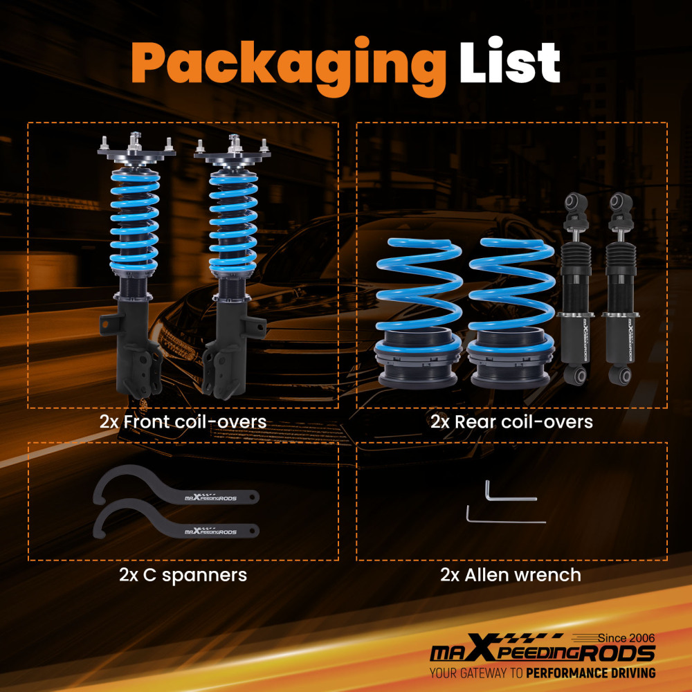 MaXpeedingrods T6 Coilover Lowering Shocks Kit compatible for Kia Forte Koup 2010-2013