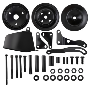 V-Belt 1/2 Groove Long Water Pump Pulley Kit Black Steel for Complete SB compatible for Chevy