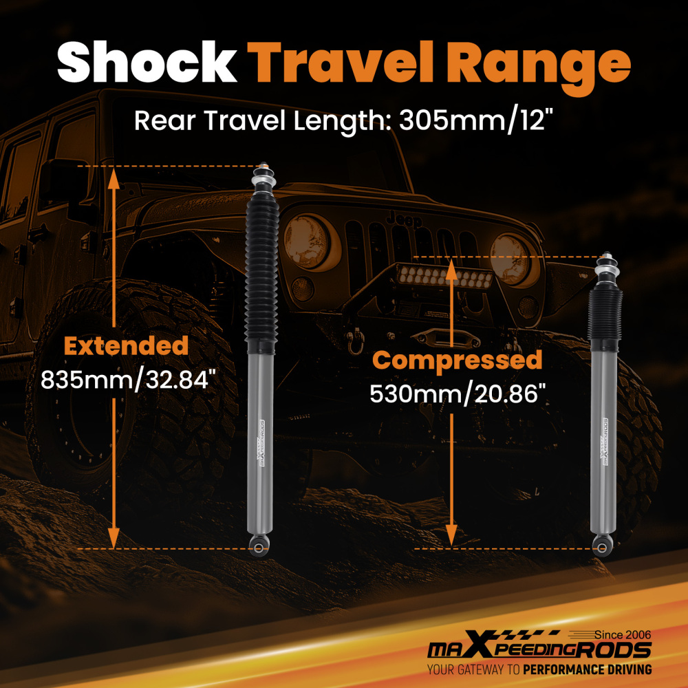 4-8 Inch Rear Lift Shocks Kit compatible for Toyota Tundra 4WD RWD 07-2021 with Dust Cover