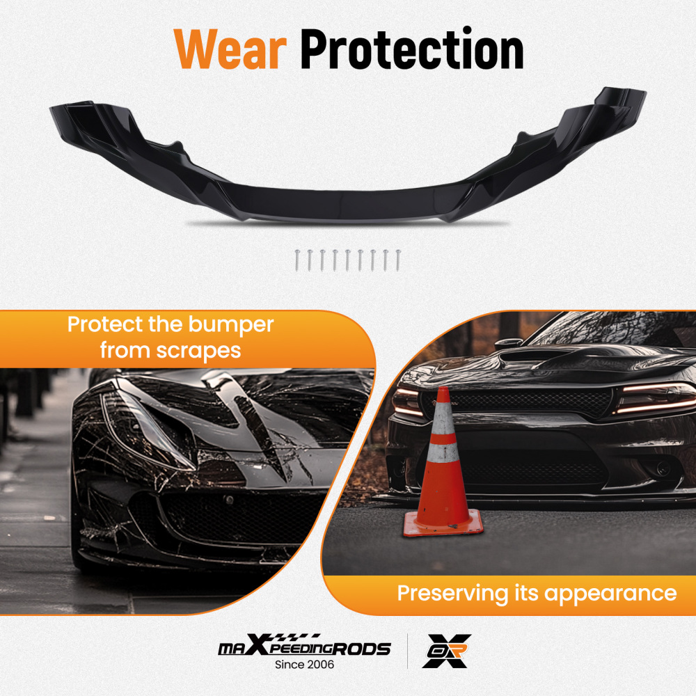 Black Bumper Kit compatible for BMW M2 F87 2 Series 2016-2021 Front Lip Splitter