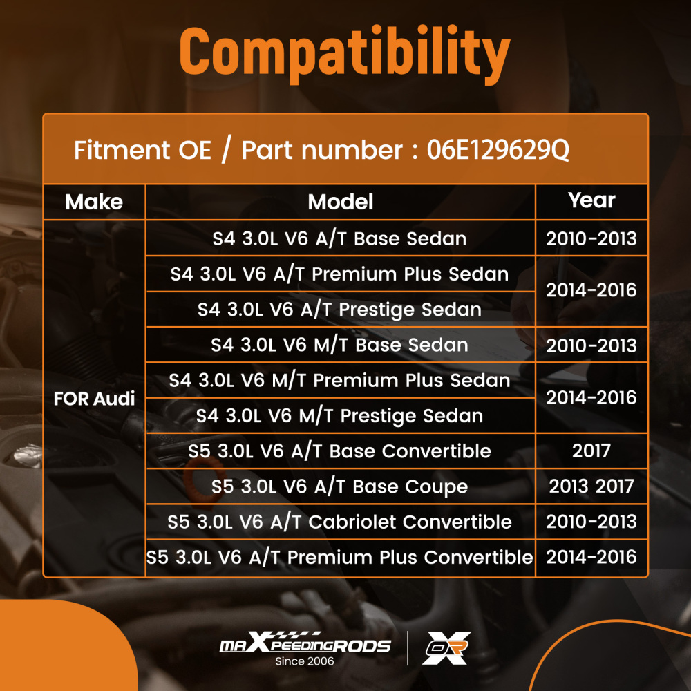 Air Flow Duct Hose compatible for Audi S4 S5 3.0L V6 2010-2017 06E129629Q Black