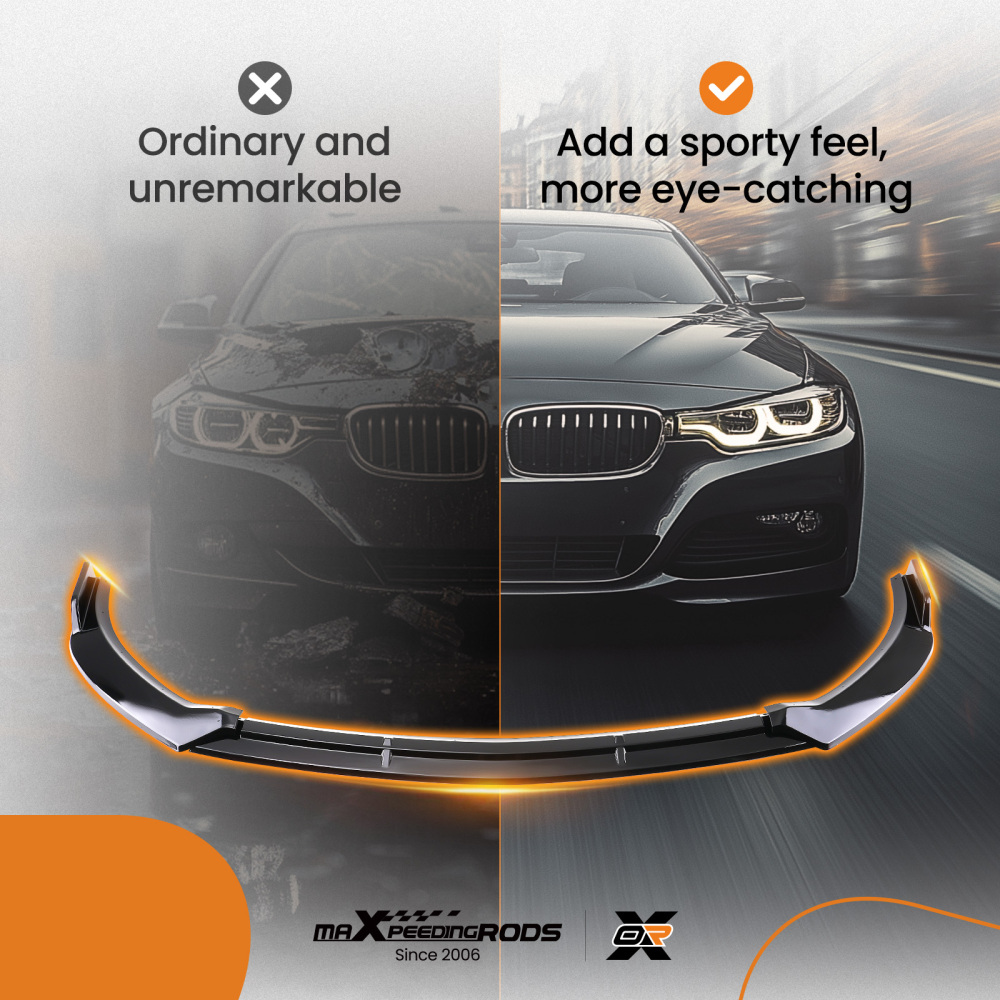 3PC Front Addition Kit compatible for Mercedes CLA W118 C118 X118 2019 Gloss Black Bumper