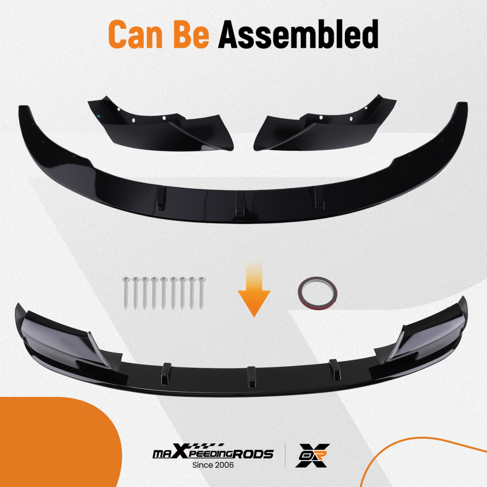 Black Front Bumper Splitter compatible for BMW F10 F11 5 Series M Sport 2009-2017