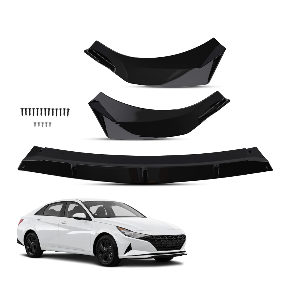Front Bumper Cover Guard compatible for Hyundai Elantra 2021-2024 Gloss Black Plastic Lip