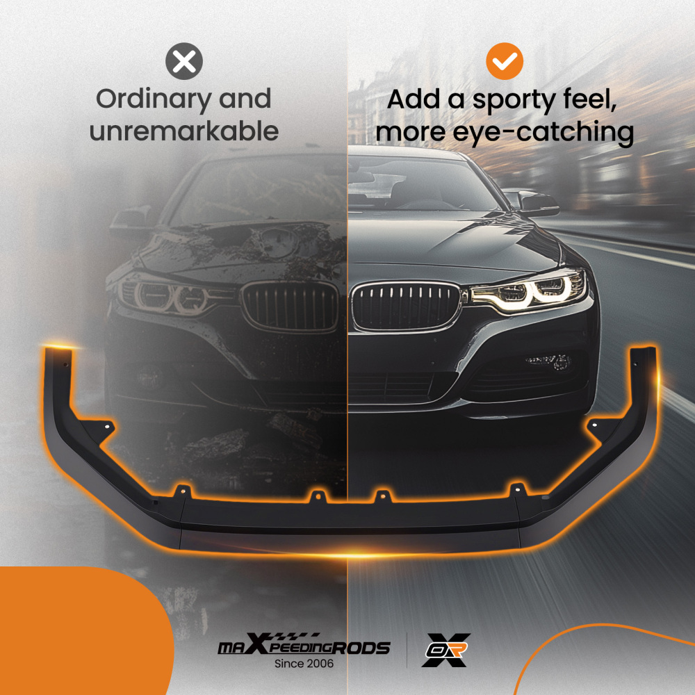 3PC Front Add On Lip compatible for Honda Civic 2022-2025 All Models RS Style Black Plastic