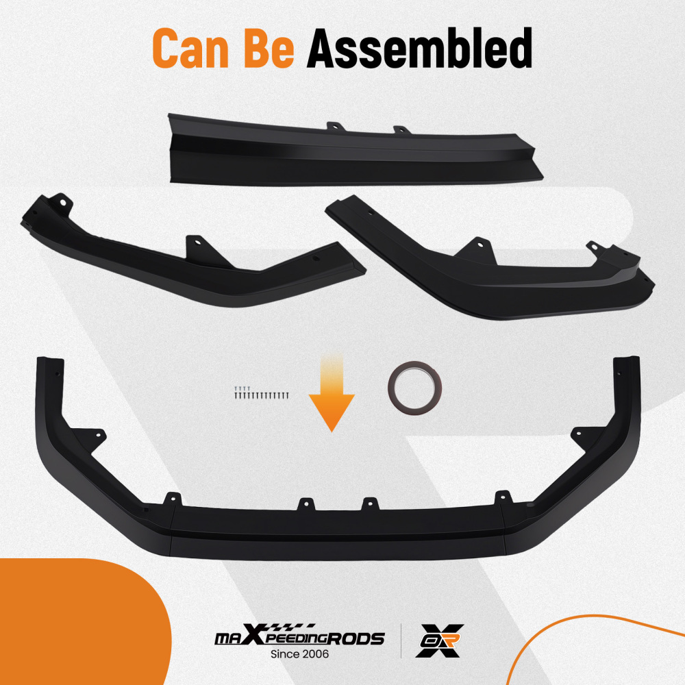 3PC Front Add On Lip compatible for Honda Civic 2022-2025 All Models RS Style Black Plastic