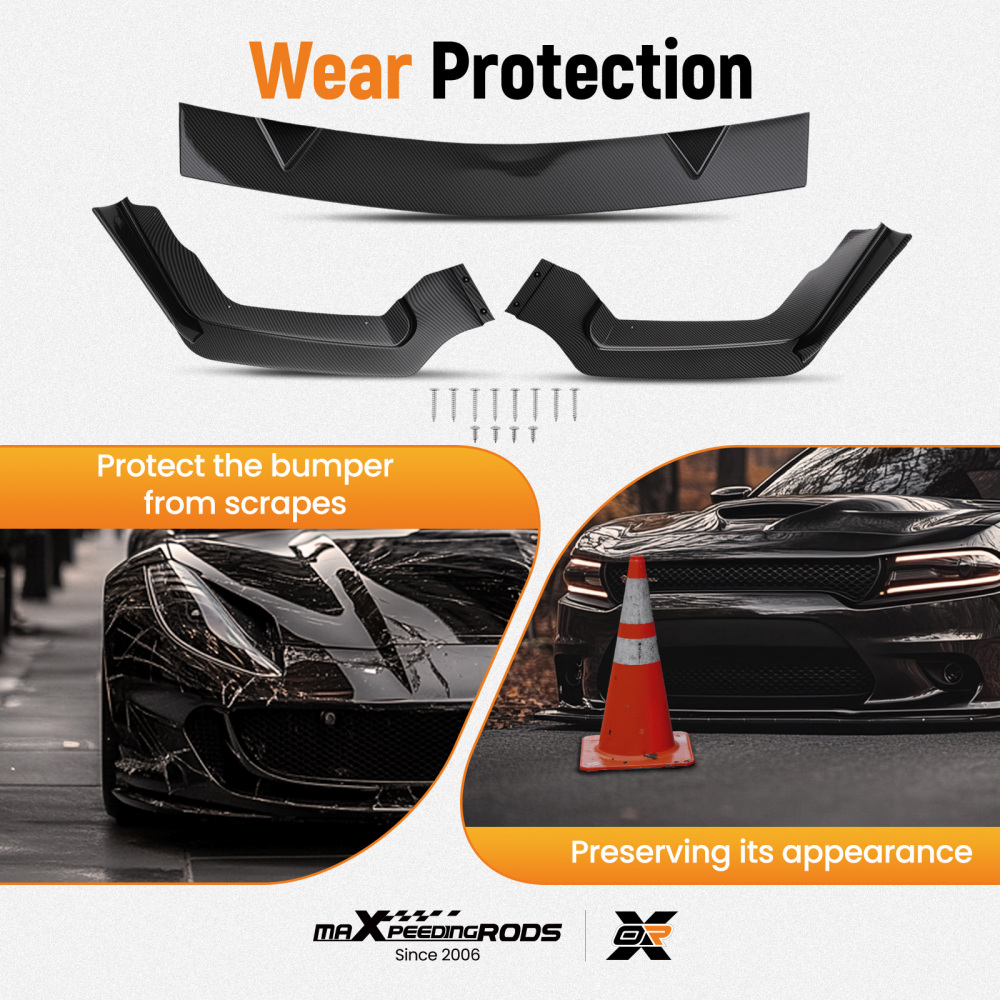 3PC Sport Style Front Kit compatible for Infiniti Q50 2014-2017 Carbon Fiber Bumper