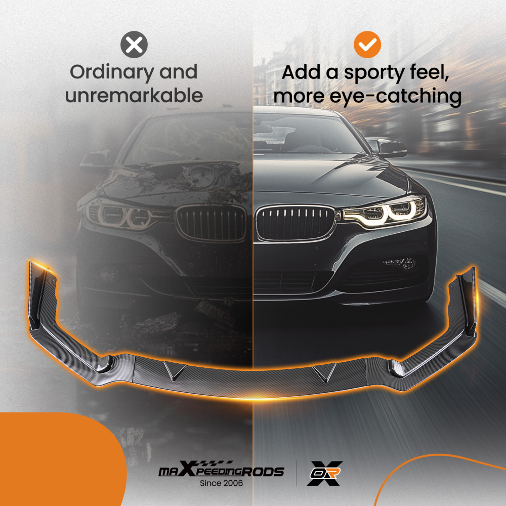 3PC Sport Style Front Kit compatible for Infiniti Q50 2014-2017 Carbon Fiber Bumper