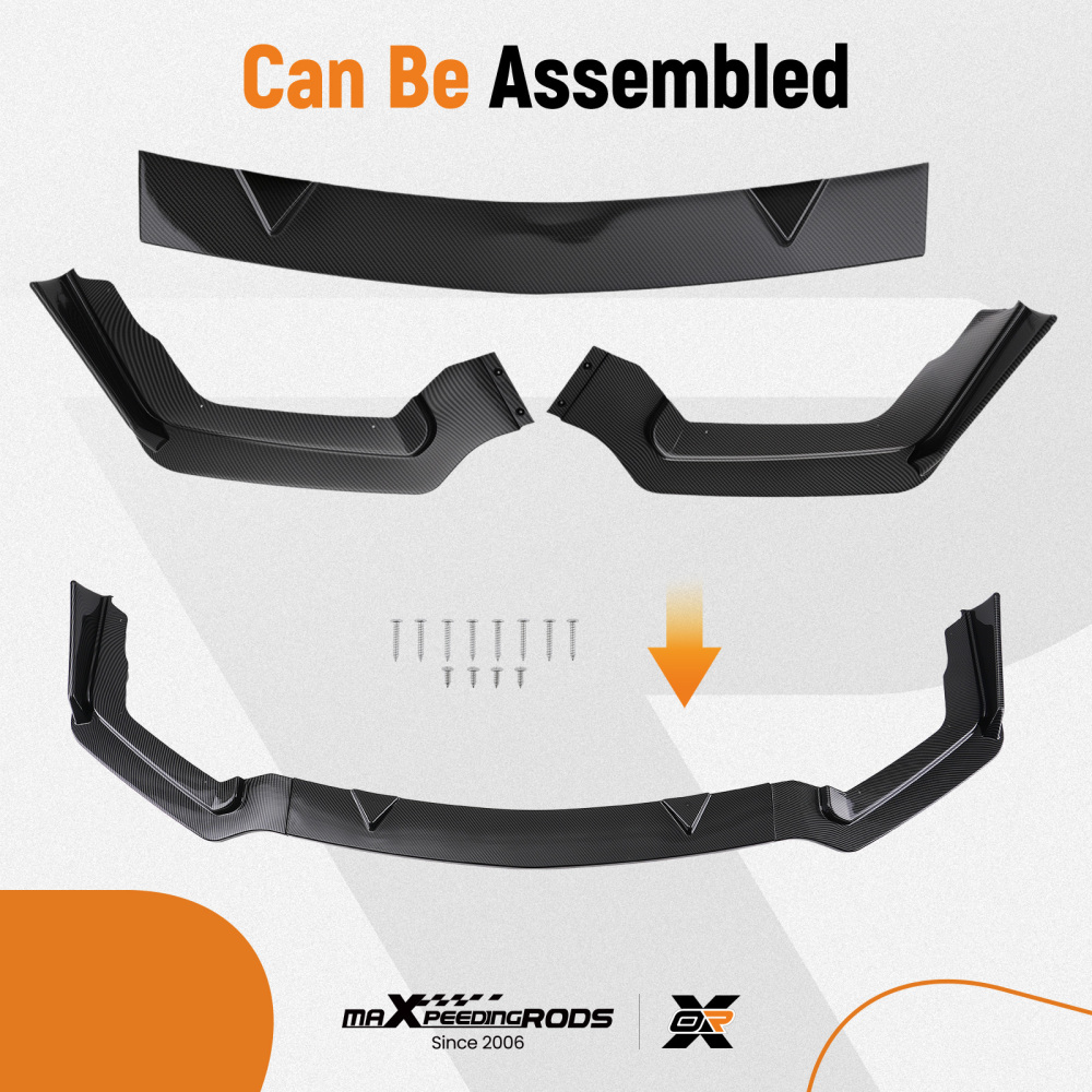 3PC Sport Style Front Kit compatible for Infiniti Q50 2014-2017 Carbon Fiber Bumper