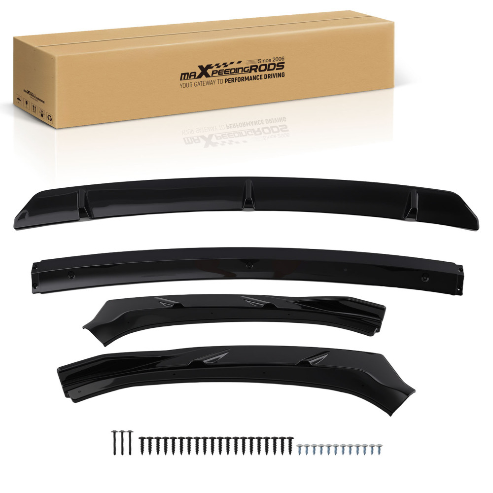 4-Piece Front Bumper Lip Kit compatible for KIA K5 2021-2024 Gloss Black Plastic Splitter