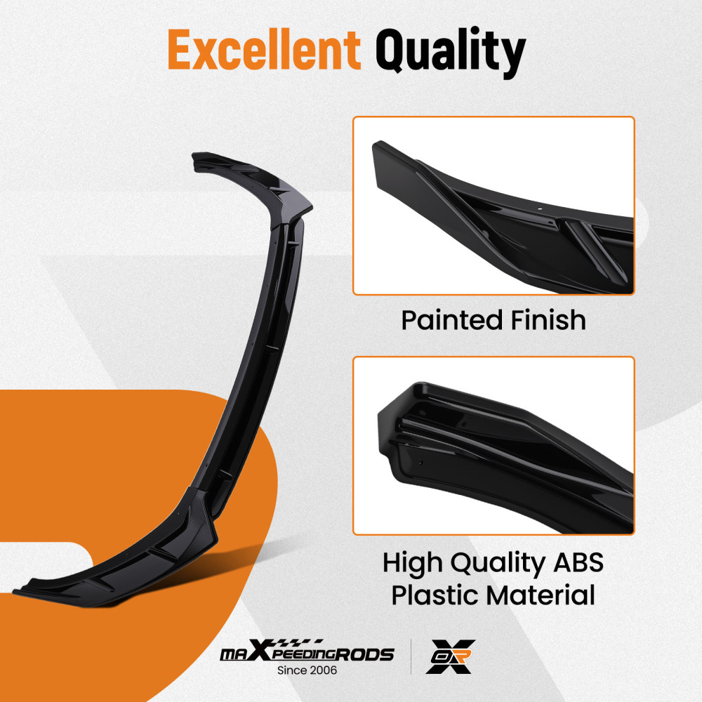 4-Piece Front Bumper Lip Kit compatible for KIA K5 2021-2024 Gloss Black Plastic Splitter