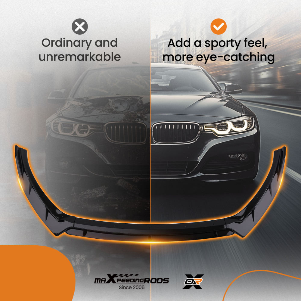 4-Piece Front Bumper Lip Kit compatible for KIA K5 2021-2024 Gloss Black Plastic Splitter