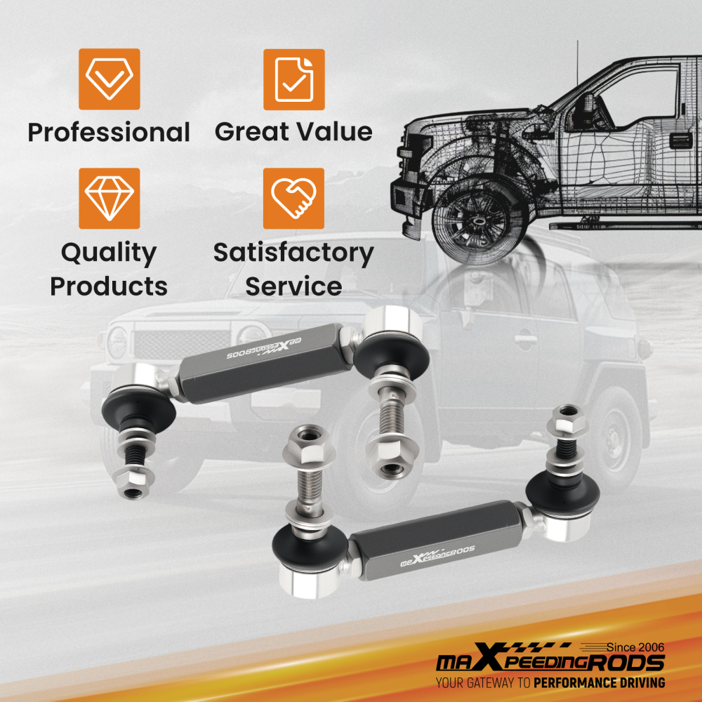 2x Adjustable Front Sway Bar End Link 0-3 Lift ForToyota FJ Cruiser 2007-2014