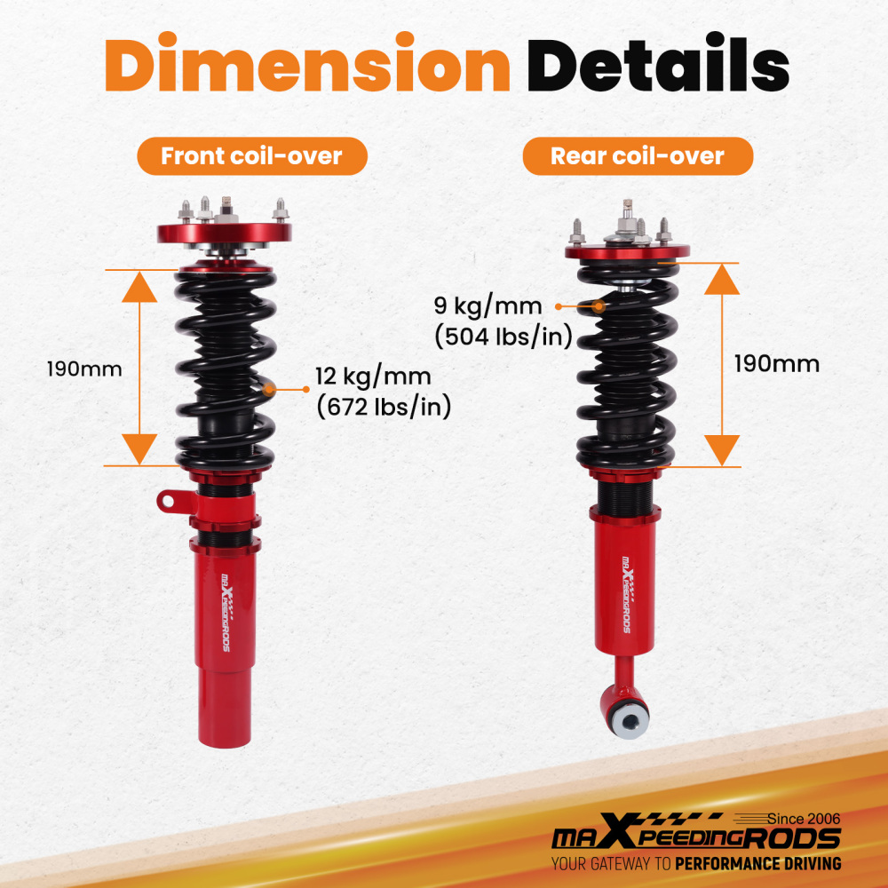 24 Way Coilovers Lowering Kit compatible for BMW 5 Series RWD E39 97-03 525i 530i 528i 540i