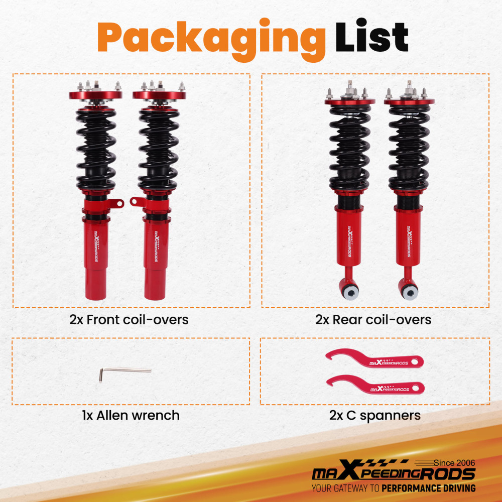 24 Way Coilovers Lowering Kit compatible for BMW 5 Series RWD E39 97-03 525i 530i 528i 540i