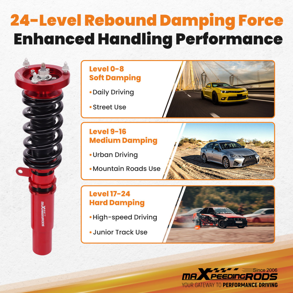 24 Way Coilovers Lowering Kit compatible for BMW 5 Series RWD E39 97-03 525i 530i 528i 540i