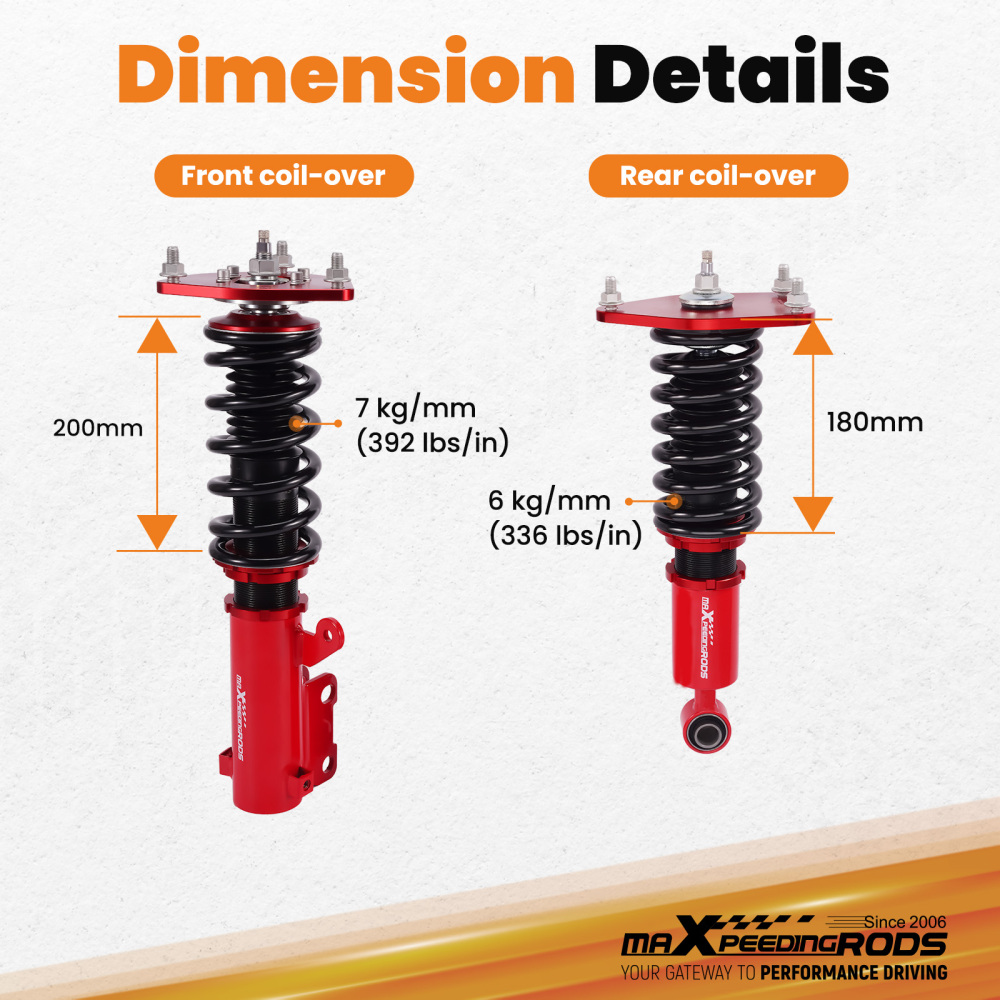 24 LEVEL DAMPER COILOVER compatible for MITSUBISHI ECLIPSE 4G 06-12 SUSPENSION CAMBER PLATE
