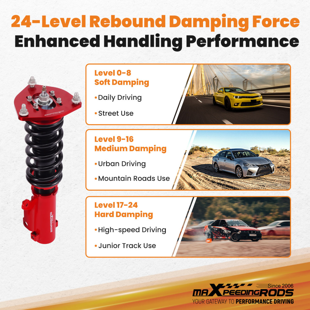 24 LEVEL DAMPER COILOVER compatible for MITSUBISHI ECLIPSE 4G 06-12 SUSPENSION CAMBER PLATE