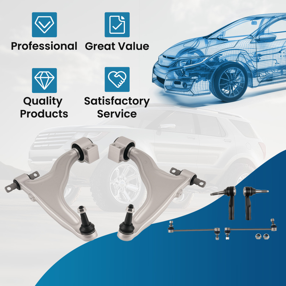 Front Suspension Lower Control Arms Sway Bar Tie Rods for 2010-2016 compatible for Cadillac SRX