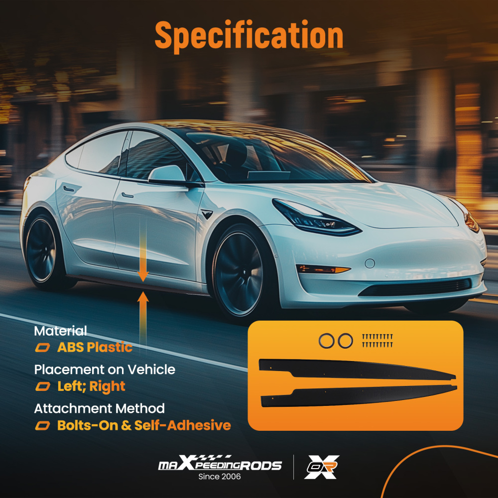 ABS Side Skirt Extensions compatible for BMW 3 Series E90 E92 E93 M3 2005-2014 Black