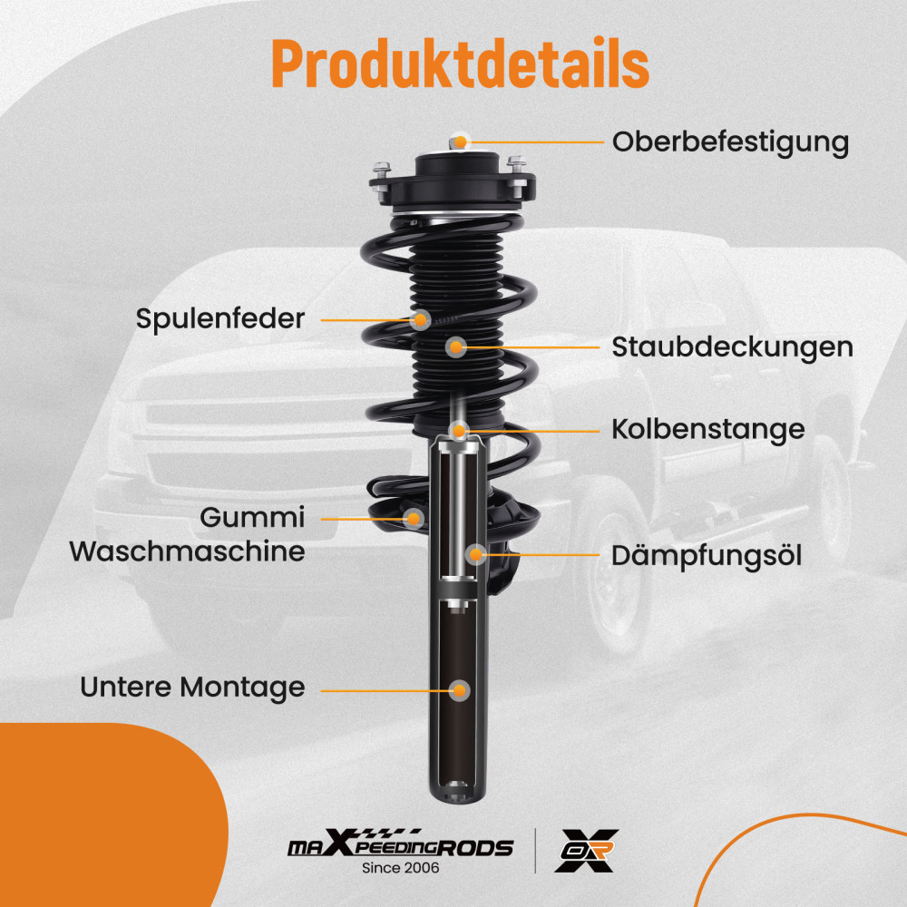 Front 2 Complete Shock Struts Assembly compatible for VW Tiguan (2WD,4WD) 2007-2018