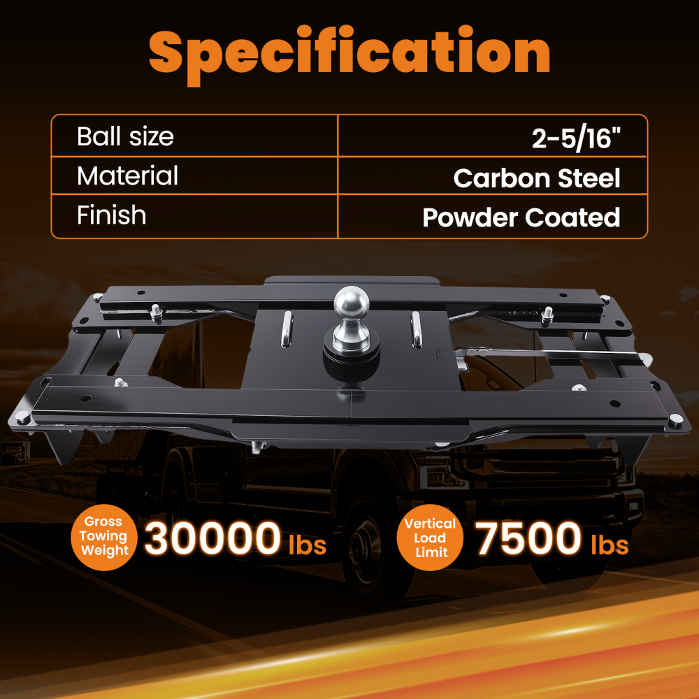 2-5/16 Ball Gooseneck Hitch Mount compatible for Ford F-250 F-350 F-450 2023-2025 Black