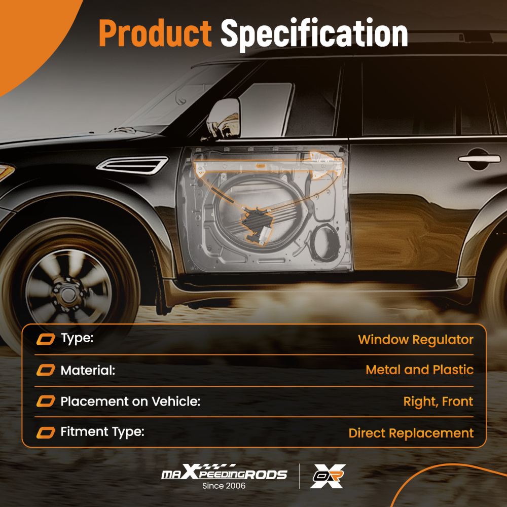 Power Window Regulator w/ Motor compatible for Mazda CX-9 2007-2015 Front Right Side