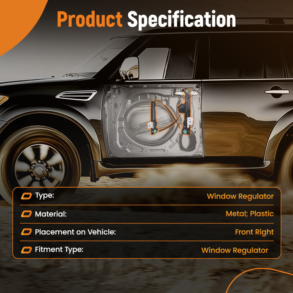 Front Right Window Regulator compatible for Chrysler Sebring 2007-2010 68020562AA 752-311