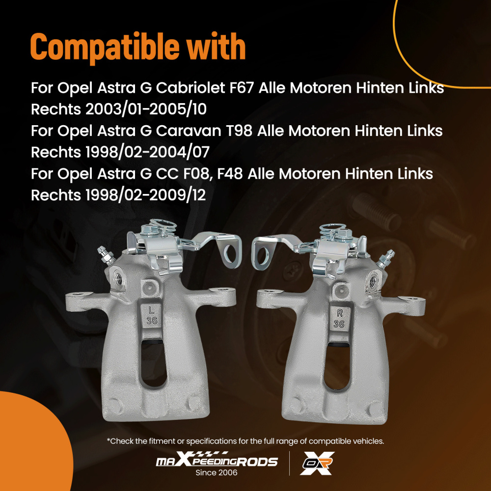 Rear Left Right Brake Calipers compatible for Opel Astra G H compatible for Vauxhall Astra MK V H 542475