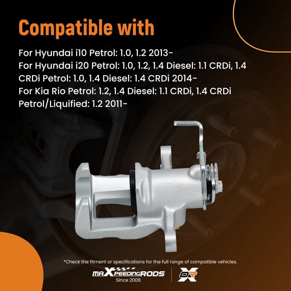 Rear Right Brake Caliper compatible for Hyundai i10 i20 Rio 1.0, 1.2 1.4 2011- 58230-B4300
